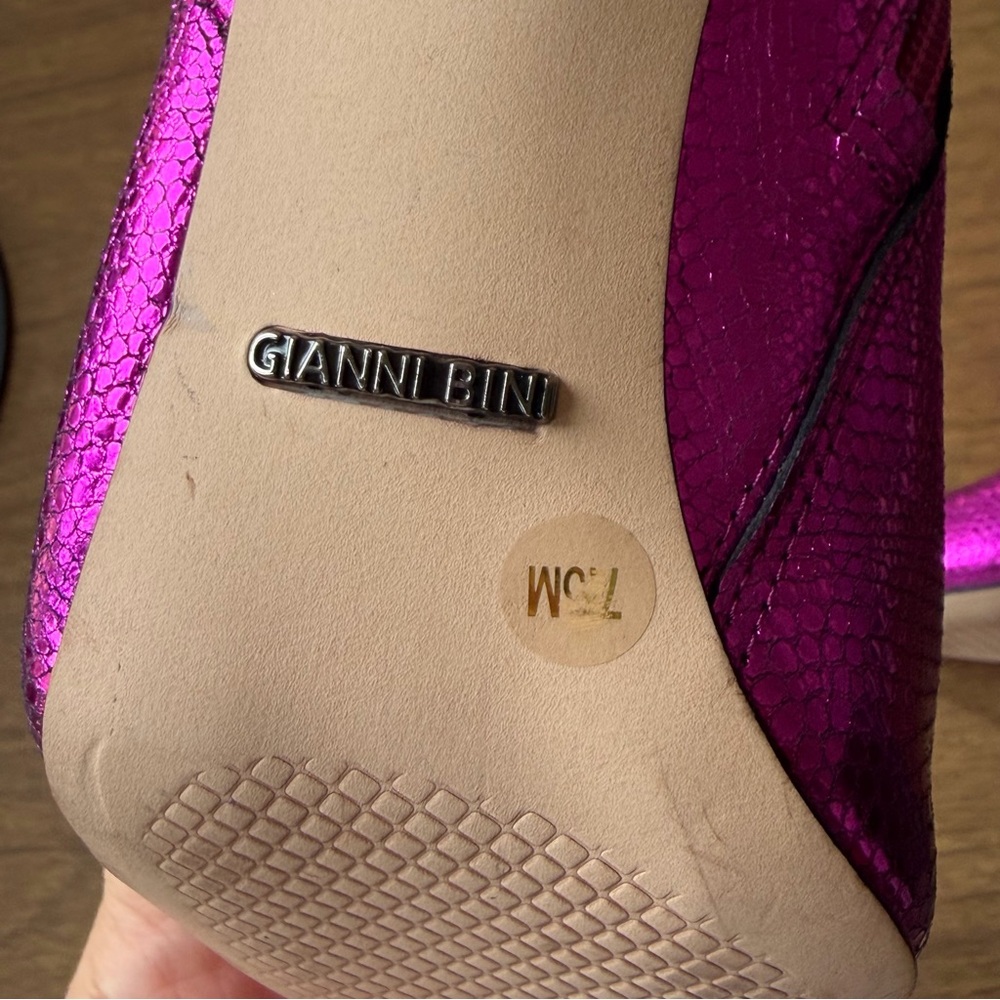 Gianni Bini Pink Metallic Ankle Boots Pointed Toe Stiletto Heels 7.5 - Picture 3 of 12